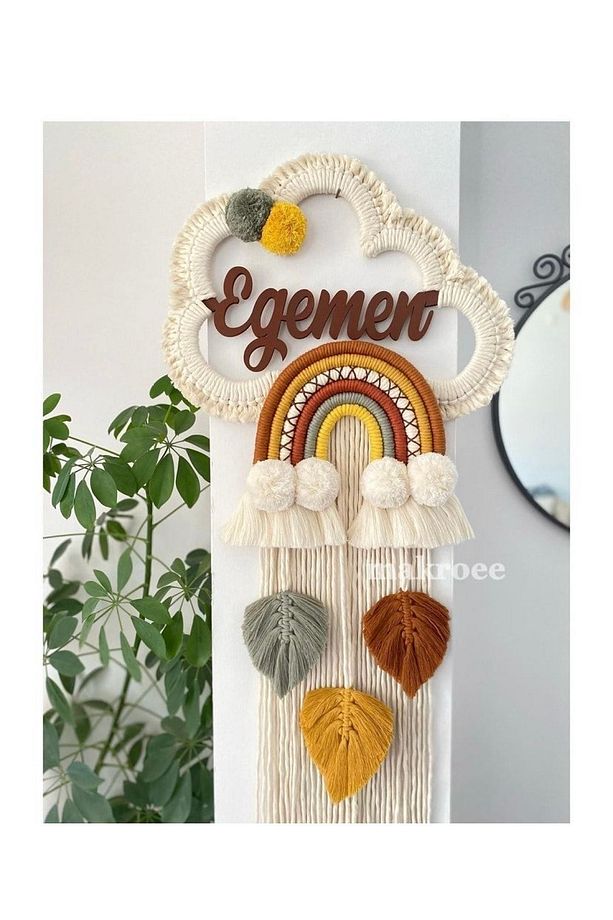 Bebek/çocuk Hediyelik Isimli Makrome Bulut Kapı Süsü Hastahane Kapı Süsü Bebek Odası Kapı Süsü - 1
