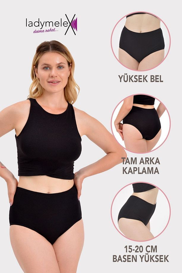 Kadın Külot, Yüksek Bel Külot, Karışık Renkler, Yumuşak Esnek Pamuklu Külot, Açık Soft - 5