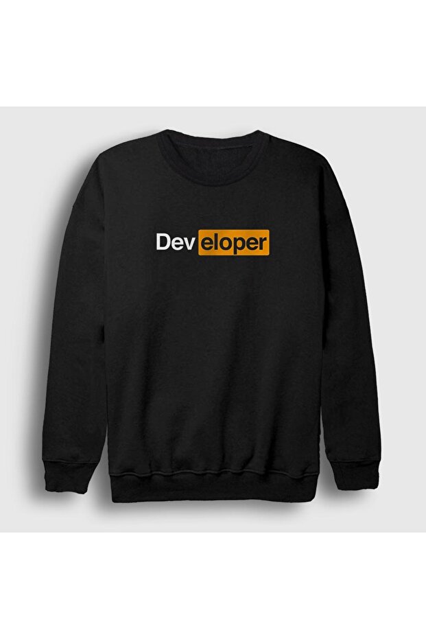 Unisex Siyah Hardcode Developer Yazılımcı Sweatshirt 334117tt - 1