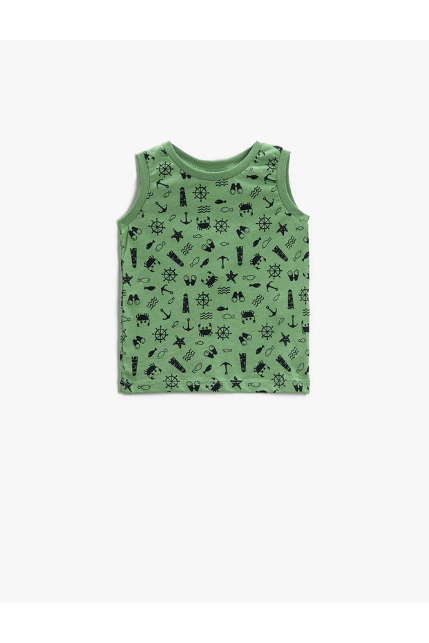 Printed Undershirt Crew Neck Cotton