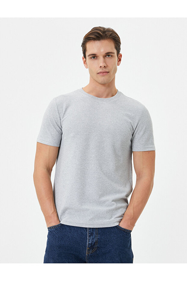 Short Sleeve T-Shirt Crew Neck Textured