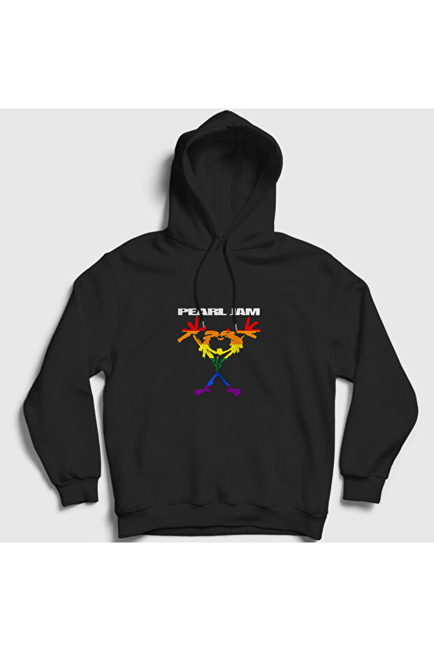سويت شيرت بقلنسوة باللون الأسود للجنسين من Rainbow Pearl Jam 293230tt