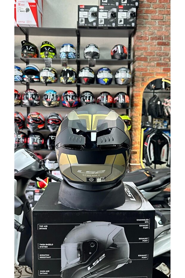 STREAM 2 ROAD MAT SİYAH-GOLD-GRİ KASK - 5