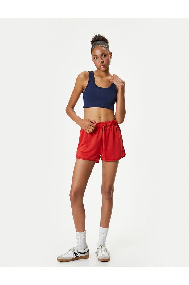 Ekstra Mini Spor Şort Beli Bağcıklı Yüksek Bel Relax Fit - 2