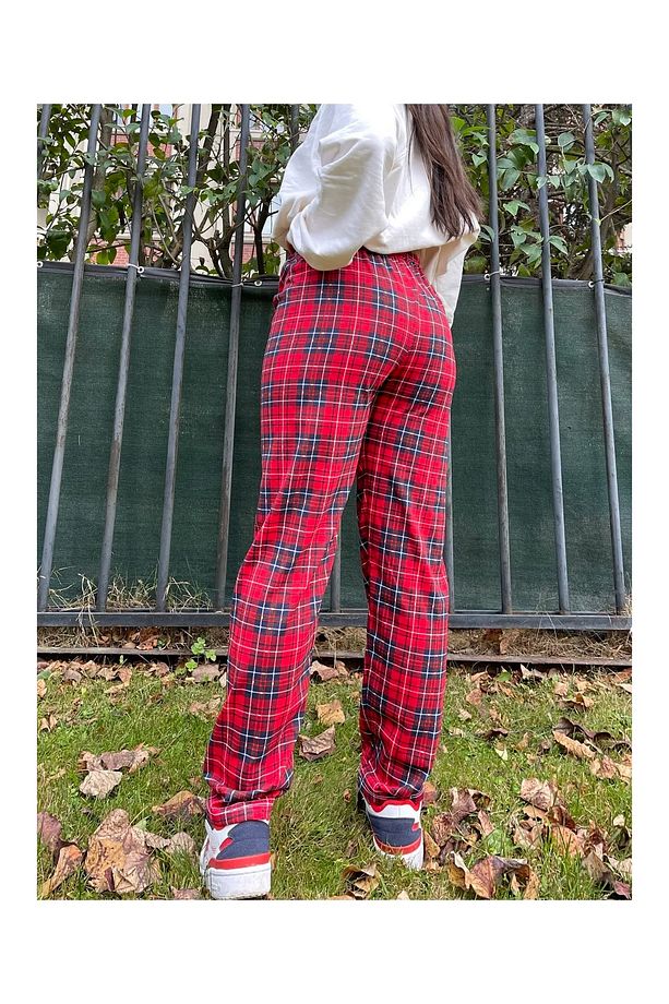 Kurdeleli Ekose Kadın Pijama Altı -ml01 - 7