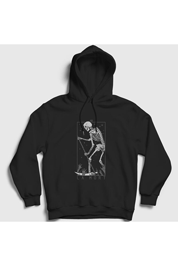 Unisex Black La Mort Skull Hooded Sweatshirt 350773Tt