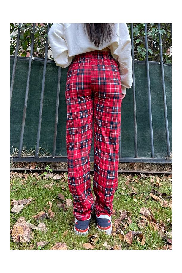 Kurdeleli Ekose Kadın Pijama Altı -ml01 - 6