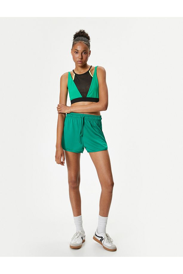 Ekstra Mini Spor Şort Beli Bağcıklı Yüksek Bel Relax Fit - 2