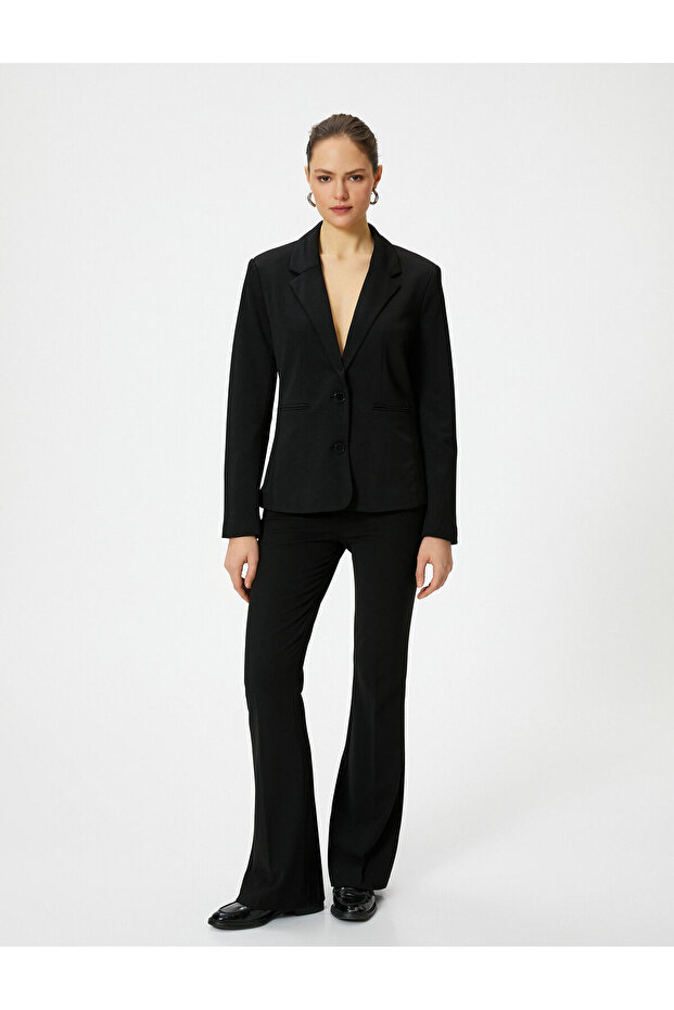 Blazer Jacket with Buttons, Fleto Pockets, Double Breasted Collar