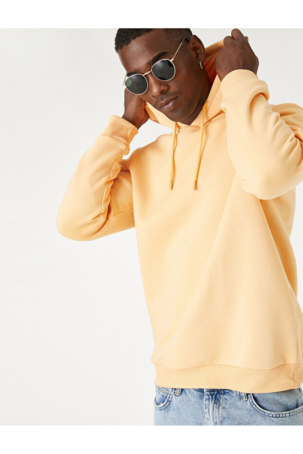 Basic Şardonlu Kapşonlu Sweatshirt - 2