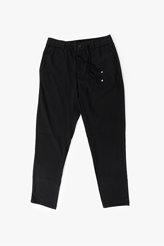 Men's Black Side Pocket Lace up Elastic Waist Belt 969 Jogger Pants