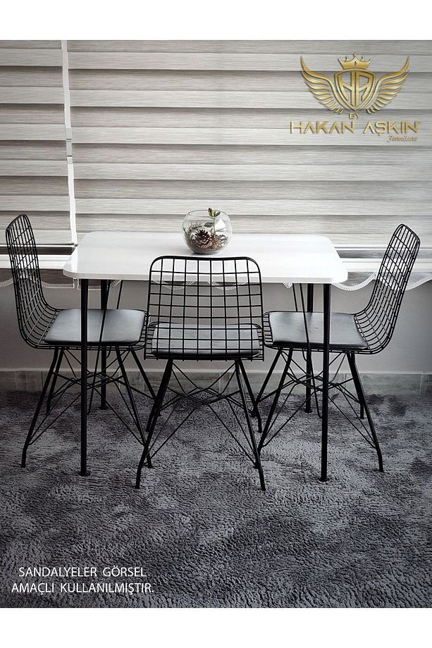 Siyah Metal Ayaklı 60x90 Cm (TEK MASA) Parlak Beyaz Eclipse 2024 Mutfak - Balkon - Çalışma Masası - 5