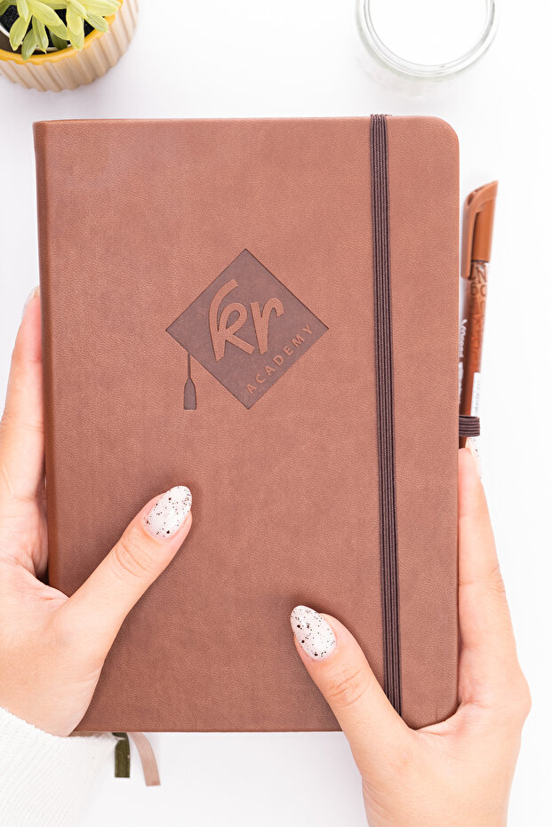 Kr Academy English Timeless Planner Agenda - Brown (Mini Notepad + Sticker Gift)