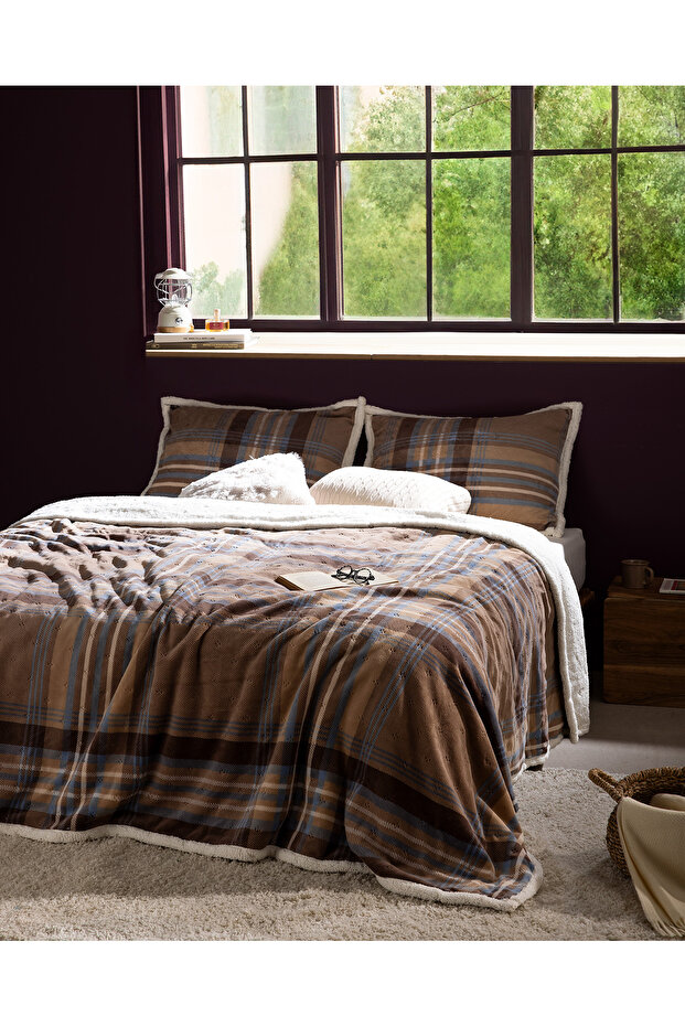 Palloys Sherpa Çift Kişilik Yatak Örtüsü - Bej - 1