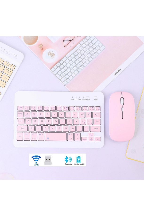 BLUETOOTH + USB WİRELESS KLAVYE MOUSE SETİ SESSİZ ŞARJLI BT+USB MOUSE & KEYBOARD SET - 1