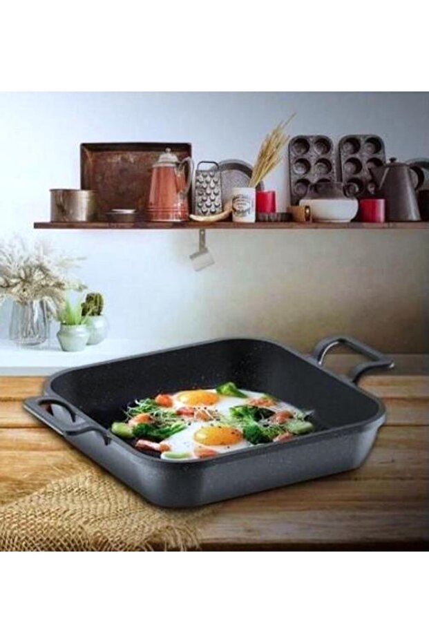 Burak Eda 20 Cm Döküm Granit Kare Sahan Kapaksız - 1