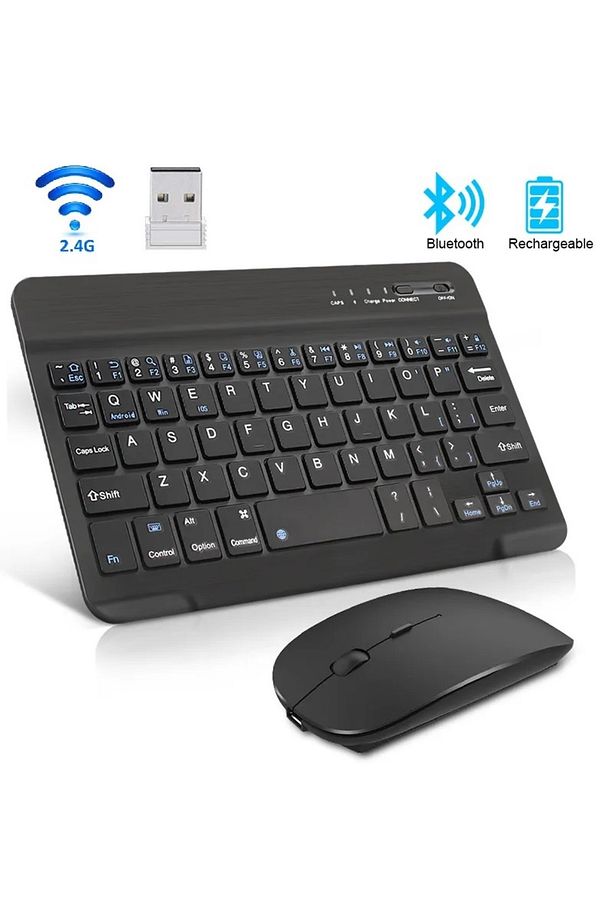 BLUETOOTH + USB WİRELESS KLAVYE MOUSE SETİ SESSİZ ŞARJLI BT+USB MOUSE & KEYBOARD SET - 1