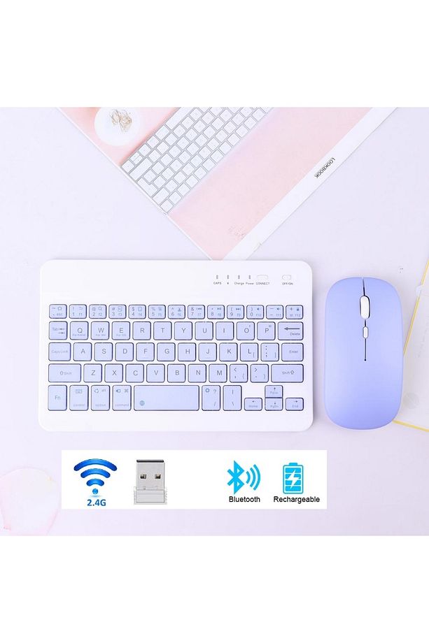 BLUETOOTH + USB WİRELESS KLAVYE MOUSE SETİ SESSİZ ŞARJLI BT+USB MOUSE & KEYBOARD SET - 2
