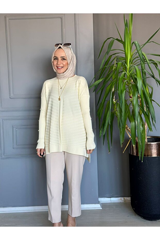 23719 KOL DETAY MERSERİZE BEJ - 2