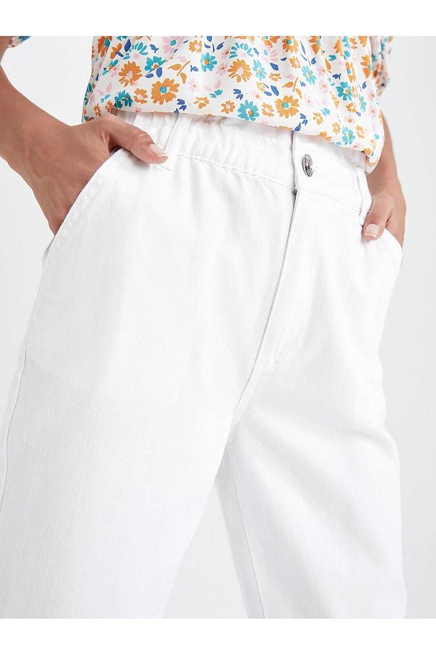 Paperbag Gabardin Pantolon Yüksek Bel Cepli Basic Düz Standart Paça - 2