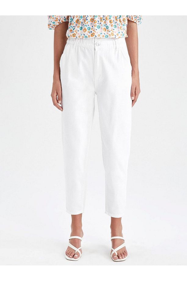 Paperbag Gabardin Pantolon Yüksek Bel Cepli Basic Düz Standart Paça - 3