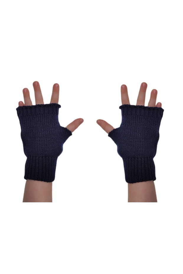 Unisex Çocuk Parmaksız Kışlık Örme Triko Eldiven - 1