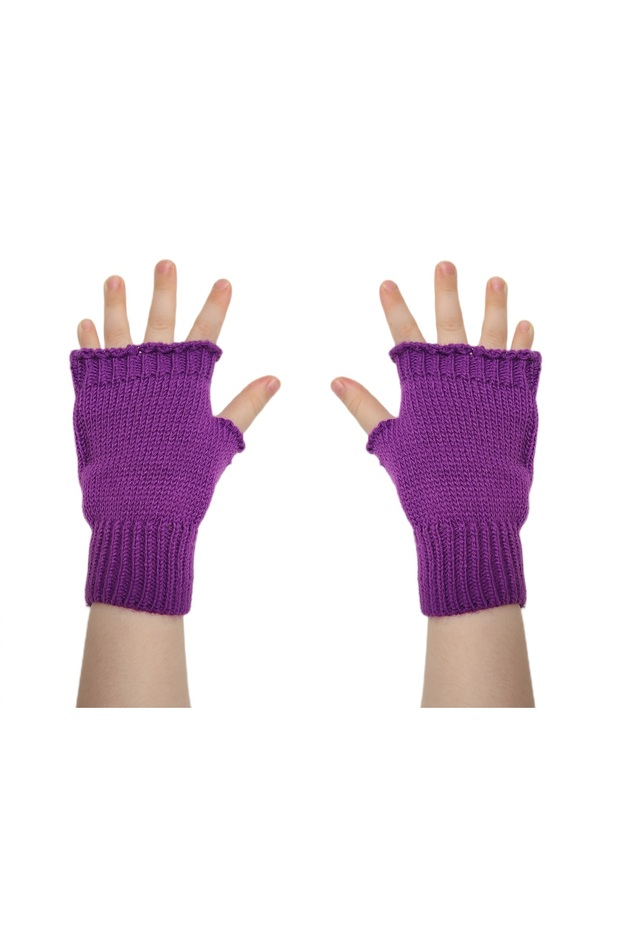 Unisex Çocuk Parmaksız Kışlık Örme Triko Eldiven - 1