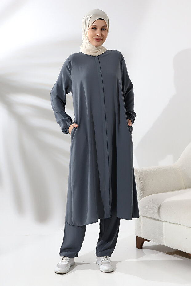 Women's Hajj and Umrah Outfit Hijab Double Suit Smoked
