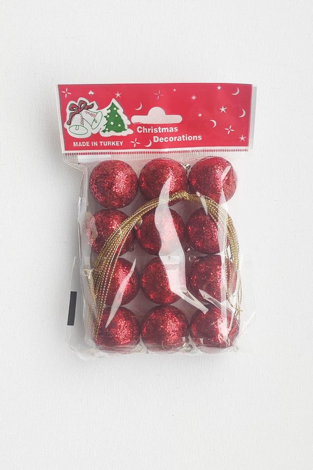Christmas tree ornament 3cm red glitter styrofoam ball tree decoration 12-pack