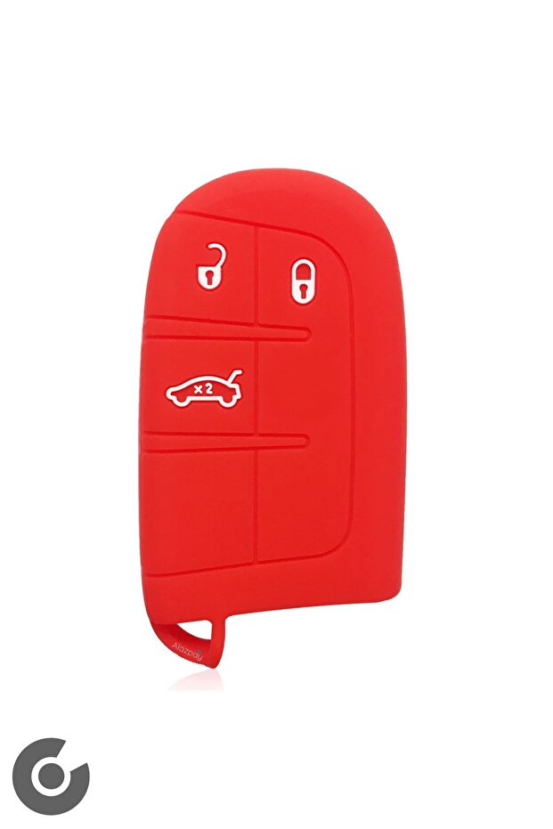 Fiat Jeep Compatible Egea, 500X, Grand, Cherokee, Wrangler, Renegade, Chrysler Flat Silicone Key Case Cover (Red)