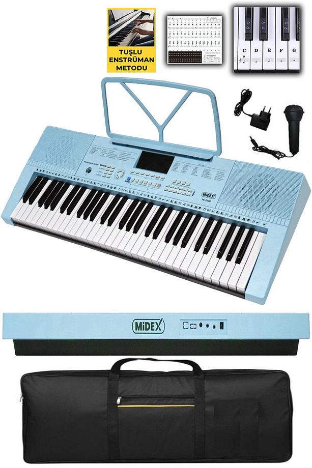 PS-2300BL 61 Tuşlu Org Seti Mavi Kaliteli Başlangıç İçin Uygun - 1