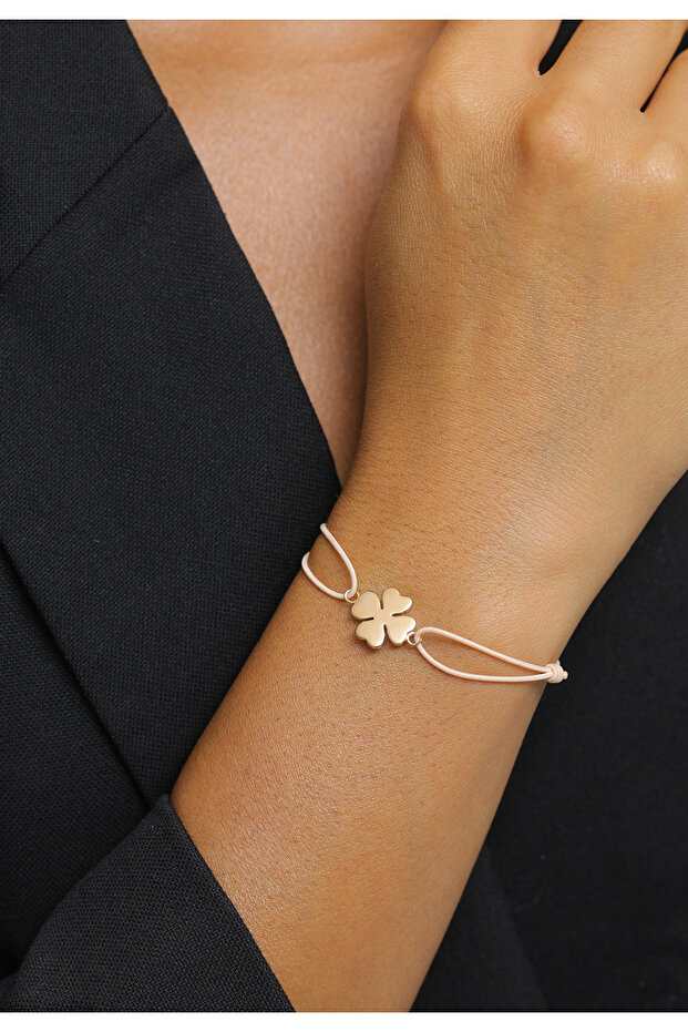 Dámský náramek s trojlístkem a talismanem pro štěstí ze sterlingového stříbra 925, pozlacený růžovým zlatem - 4