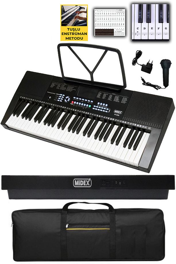 PS-2300BK 61 Tuşlu Org Seti Siyah Kaliteli Başlangıç İçin Uygun - 1