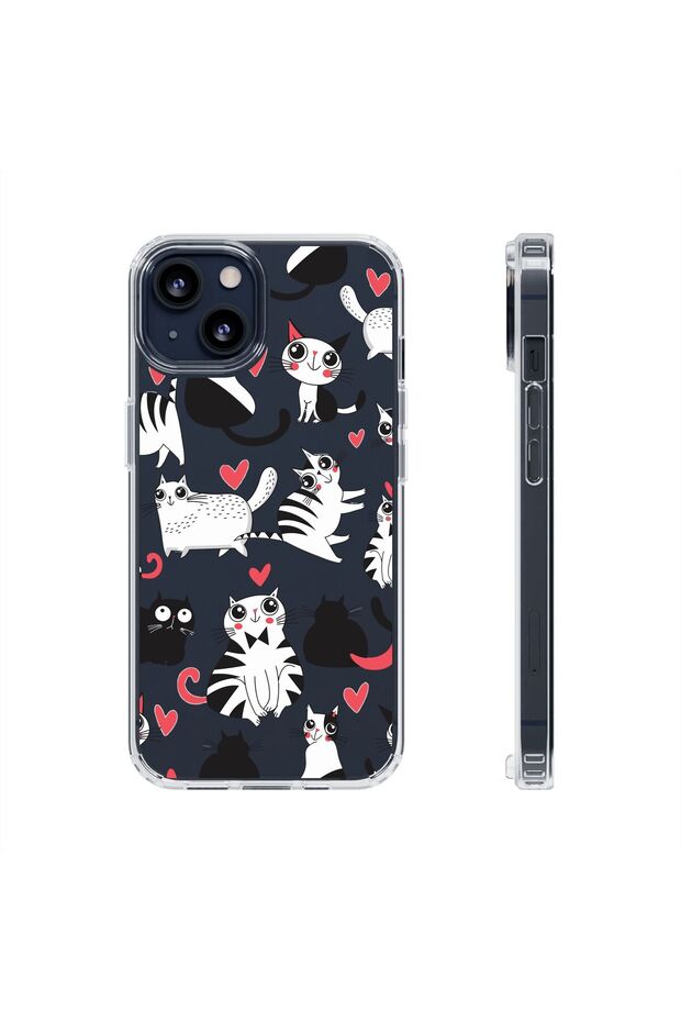 حافظة هاتف آيفون 14 بلس شفافة مطبوع عليها نقوشات شفافة متينة للهاتف - 1