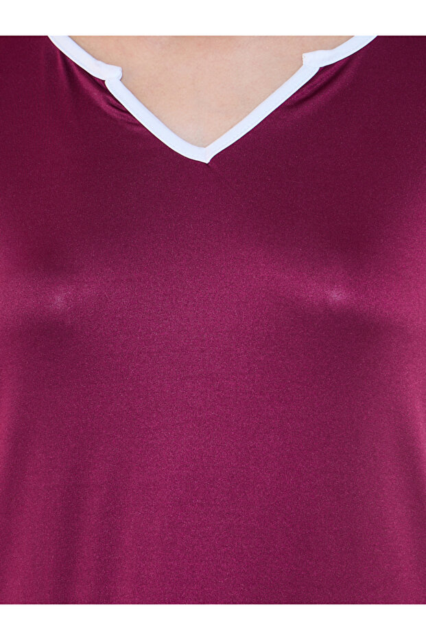 طقم بيجامة وقميص بحواف متباينة اللون - 4