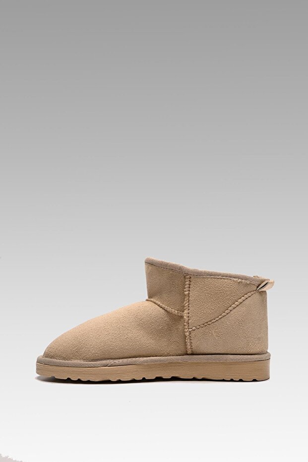 Dámské béžové ultra mini semišové boty s kožešinou uvnitř 3cm BYNDUM01 - 8