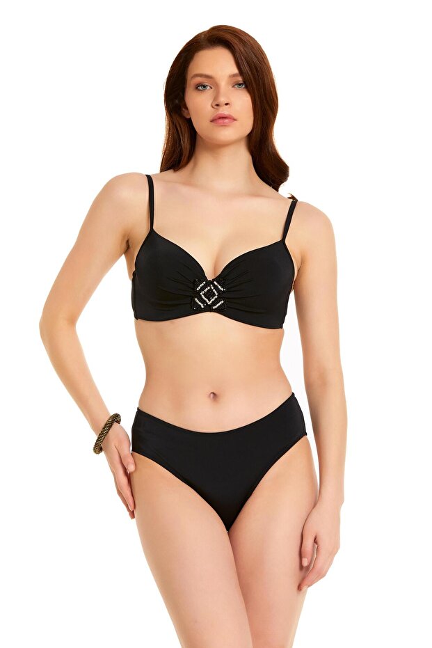Beads Accessory Detail Draped Bikini Set 1280