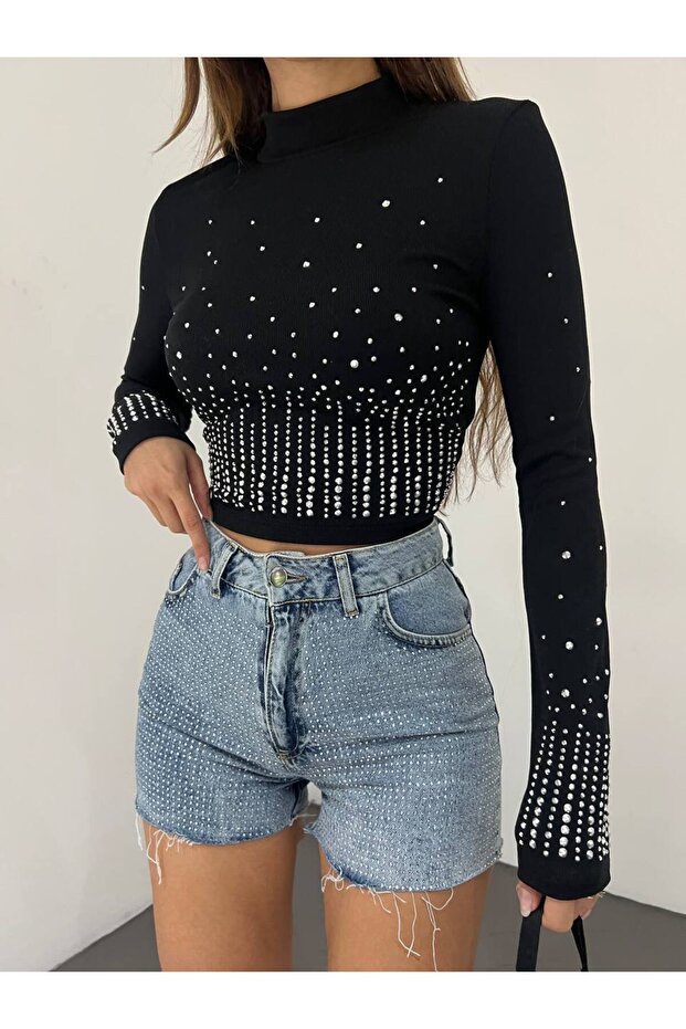 taşlı bluz - 4