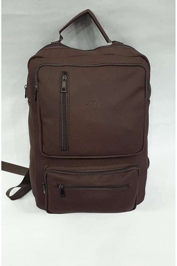 Imitation Leather Laptop Backpack - 1