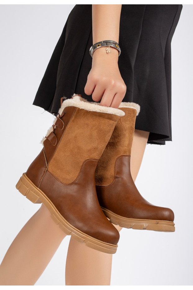 Women's Flat Heeled Fur Inside Snow Boots