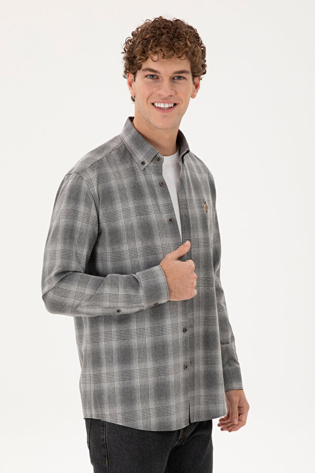 Men's Gray Long Sleeve Shirt 50291383 -Vr024