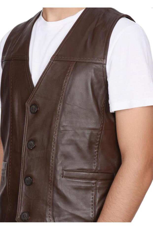 Punto Stitched Hazelnut Color Sports Leather Vest