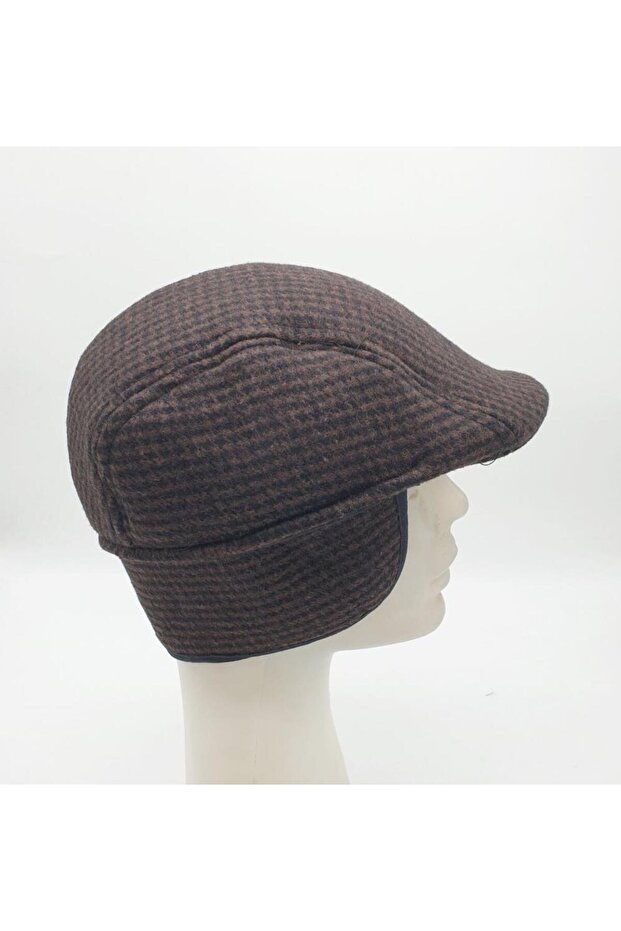 قبعة بطة ذات أذنين منقوشة باللون البني - 5