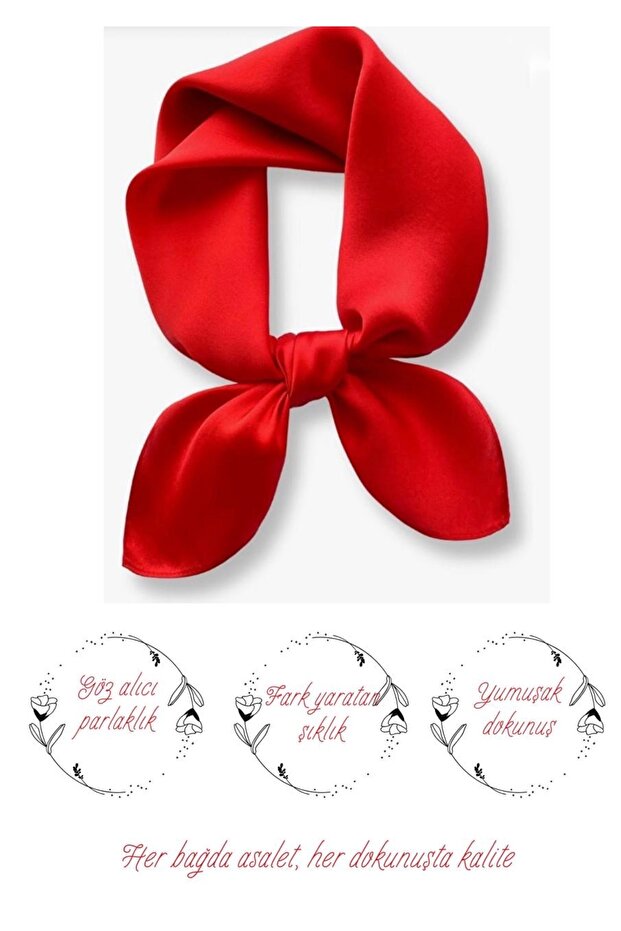 Kırmızı Saten Fular - 1