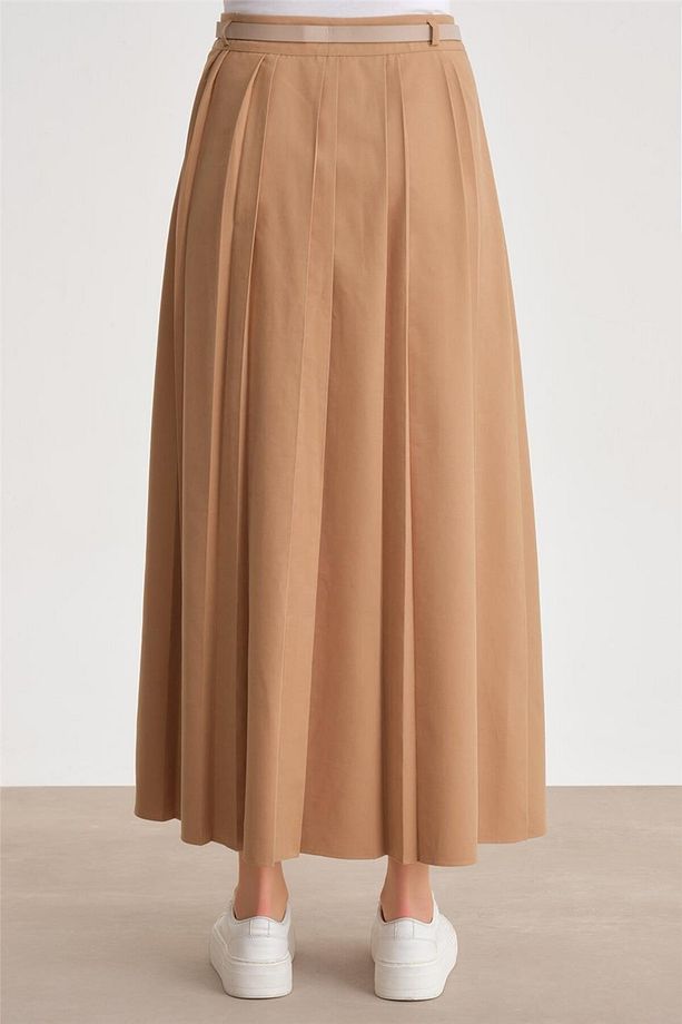 Piliseli Yüksek Bel Etek 24y1608 Camel - 5
