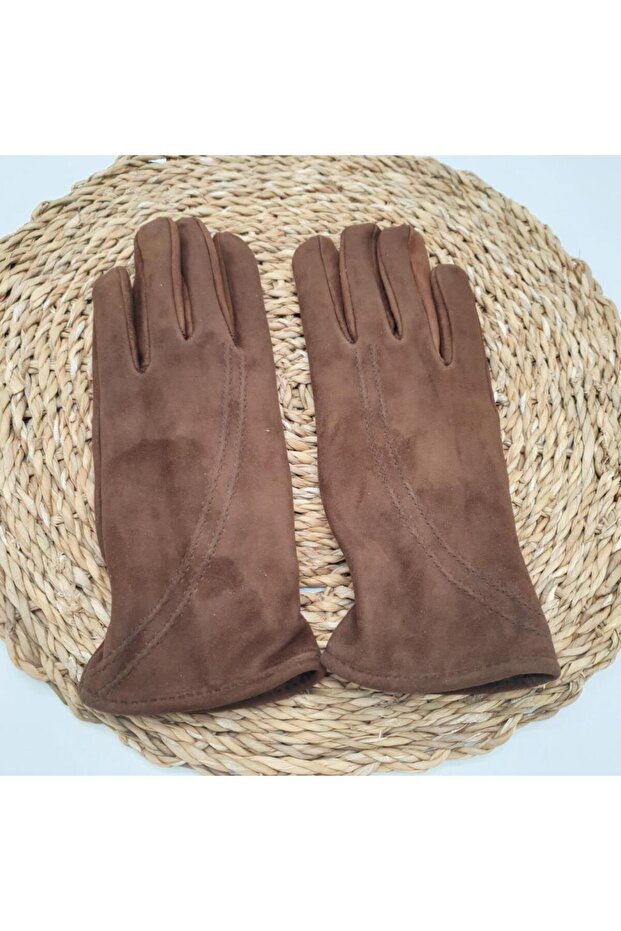 Taba Renk Süet Deri Eldiven - 5