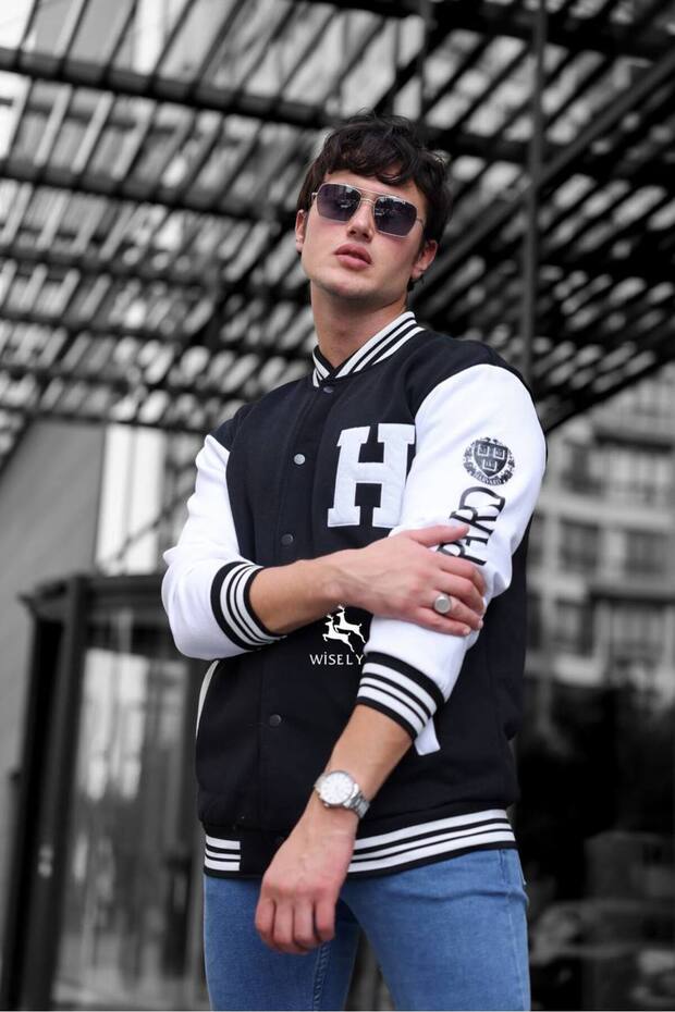 Men's Black Zippered Hooded Cardigan