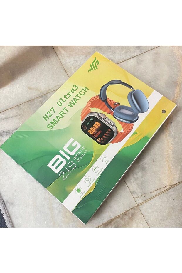 H27 Ultra 3 Akıllı Saat Bluetooth Kulaklık Ve 4 Kordon Set - 2