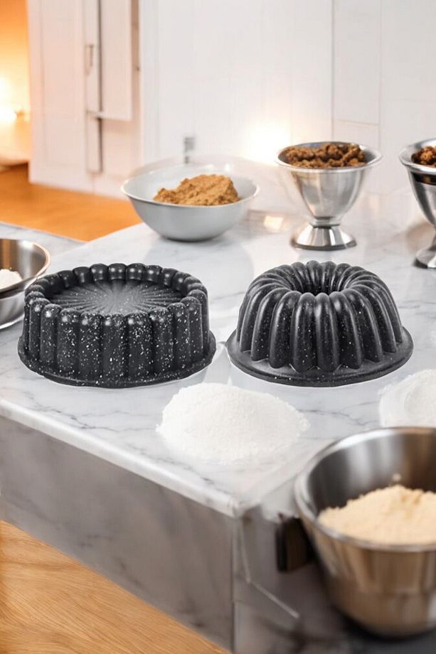 2li Granit Döküm Kek Ve Tart Kalıbı 26cm Siyah Dilimli Turta Kalıbı Kek Kalıbı - 1