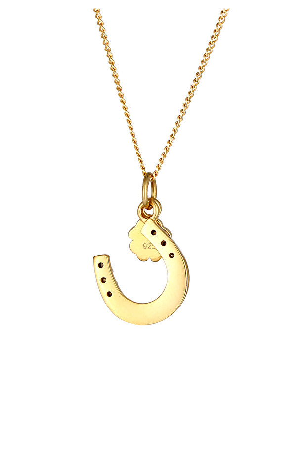 Dámský náhrdelník s přívěskem ve tvaru podkovy a trojlístku s krystaly ze sterlingového stříbra 925 - 4